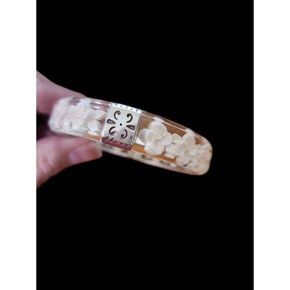 Brighton bangle bracelet silver clear white flowers beach - Picture 4 of 6